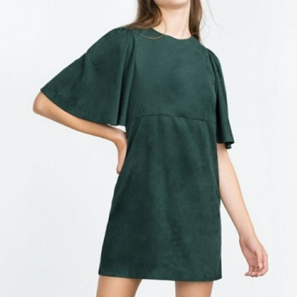 Zara Green Faux Suede Dress